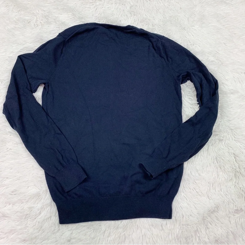 J‎ crew long sleeve crew neck Harbor Cotton pullover sweater in navy blue